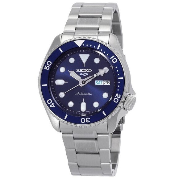 NWT Authentic Seiko 5 Sports Automatic Blue Dial Men's Watch - Picture 1 of 3